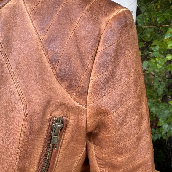 🌟 Vintage Suzy Shier Faux Leather Moto Jacket - Small (S/P) - Cognac Brown 🌟 - Picture 12 of 13